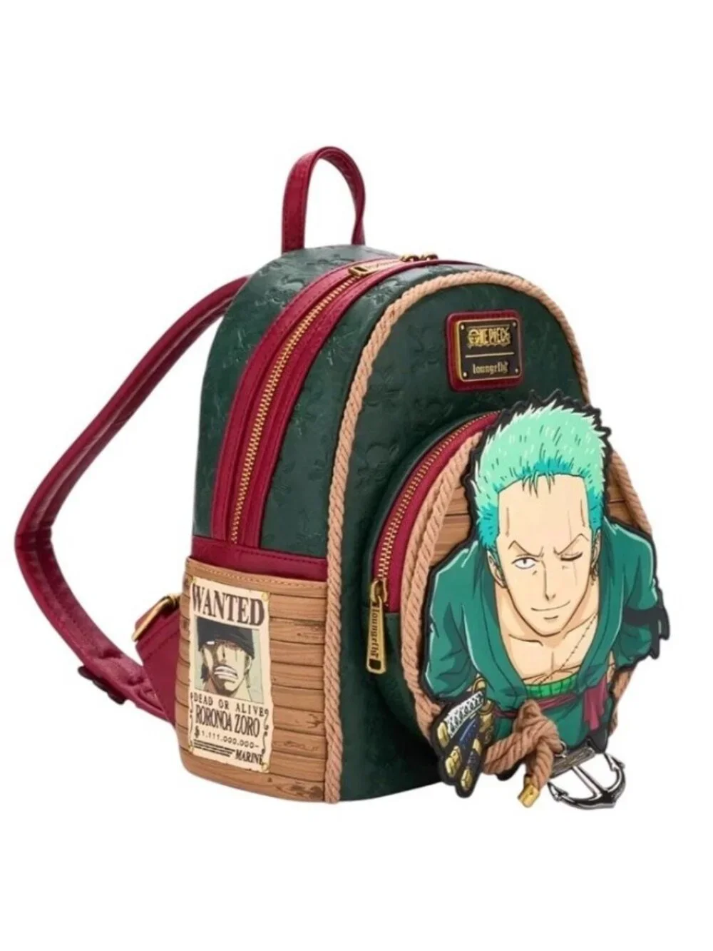 Loungefly One Piece Zoro Rope Mini Backpack Anime Anchor Charm Rope NWT